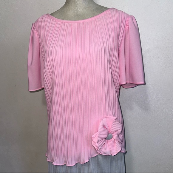 Vintage Pink & Grey Plisse Dress - Picture 2 of 8